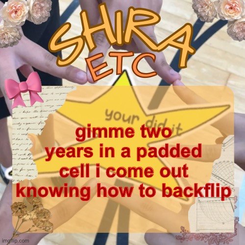 to the left to the left | gimme two years in a padded cell i come out knowing how to backflip | image tagged in shira s best temp | made w/ Imgflip meme maker