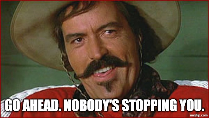 Well, bye | go ahead. nobody's stopping you. | image tagged in well bye | made w/ Imgflip meme maker