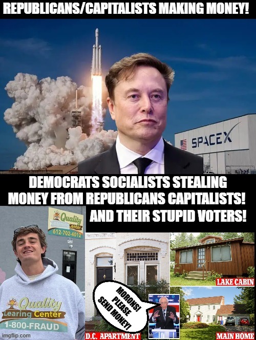 Republicans Capitalists Intelligent versus Democrats Socialists Morons | and their stupid voters! morons! please send money! | image tagged in sam elliott special kind of stupid,capitalist and communist,smart,morons | made w/ Imgflip meme maker