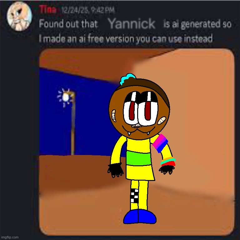 “Found out that Yannick is ai generated so I made an AI free version you can use instead” | image tagged in art,shitpost | made w/ Imgflip meme maker