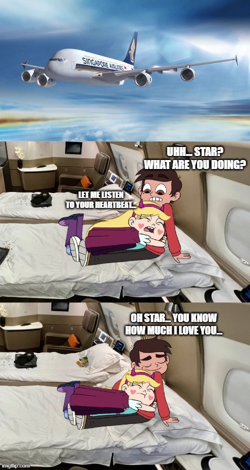 Flight SQ11 (Part 1) | uhh... star? what are you doing? let me listen to your heartbeat... oh star... you know how much i love you... | made w/ Imgflip meme maker