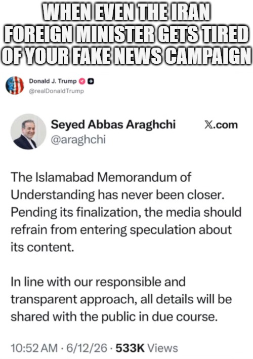 A fractured regime | When even the Iran foreign Minister gets tired of your fake news campaign | image tagged in iran,fake news,politics,tweets | made w/ Imgflip meme maker