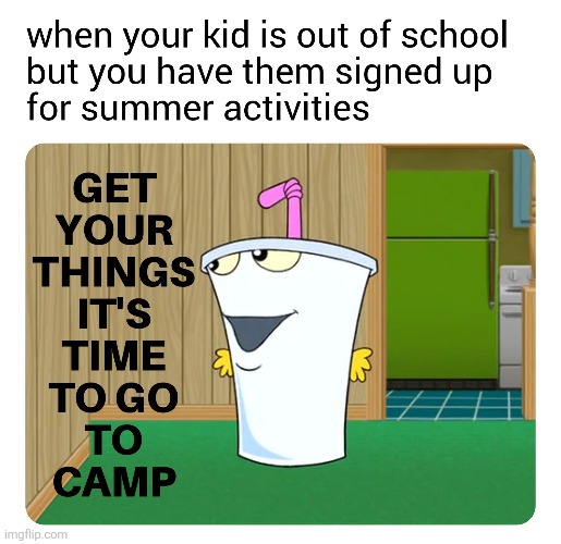image tagged in memes,summer,camp,kids,aqua teen hunger force,master shake | made w/ Imgflip meme maker
