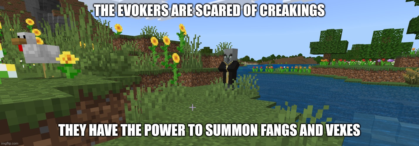 Evoker | The evokers are scared of creakings; They have the power to summon fangs and vexes | image tagged in evoker | made w/ Imgflip meme maker