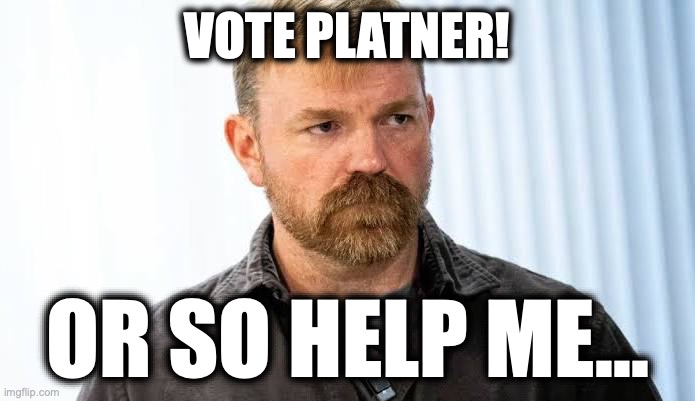 Vote Platner... | vote Platner! Or so help me... | image tagged in image 119 jpeg | made w/ Imgflip meme maker