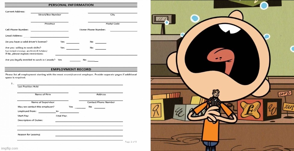 I gave him a job | image tagged in lincoln loud crying | made w/ Imgflip meme maker
