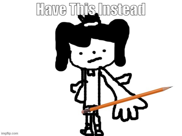 Miss Arms Gives you Pencil instead of AI Art | image tagged in miss arms gives you pencil instead of ai art | made w/ Imgflip meme maker