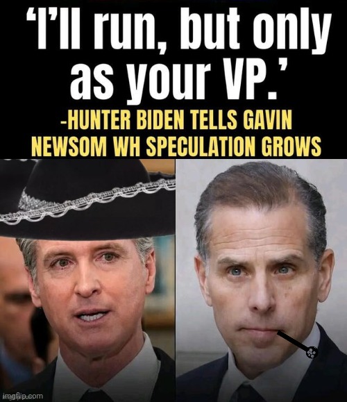 Hunter Biden running with Greasy Gavin | image tagged in au9nvq jpg,grease,gavin,hunter biden,crack,pipe | made w/ Imgflip meme maker