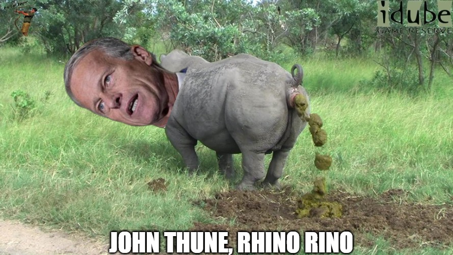 rhino poop | John Thune, Rhino Rino | image tagged in rhino poop | made w/ Imgflip meme maker