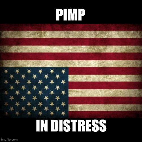 Pimp in distress | Pimp; In Distress | image tagged in upside down american flag | made w/ Imgflip meme maker