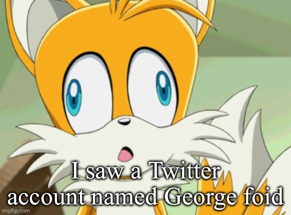 I saw a Twitter account named George foid | image tagged in tails derp | made w/ Imgflip meme maker