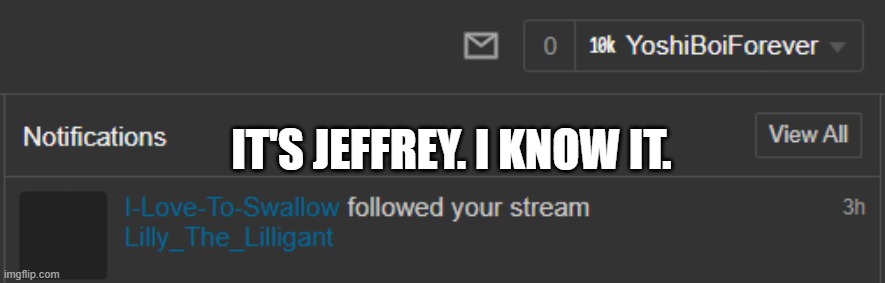 Jeffrey followed here again | it's jeffrey. i know it. | made w/ Imgflip meme maker