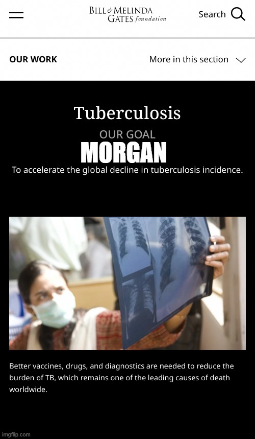 Bill & Melinda Gates Foundation tuberculosis vaccine | morgan | image tagged in bill melinda gates foundation tuberculosis vaccine | made w/ Imgflip meme maker