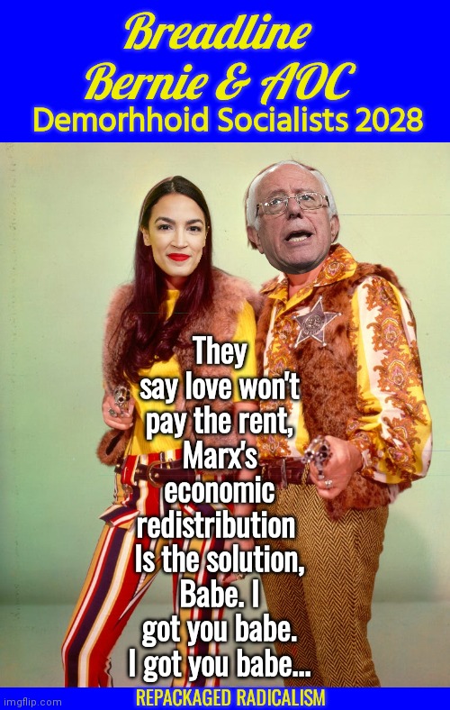 Breadline Bernie and AOC hippies Blank Meme Template