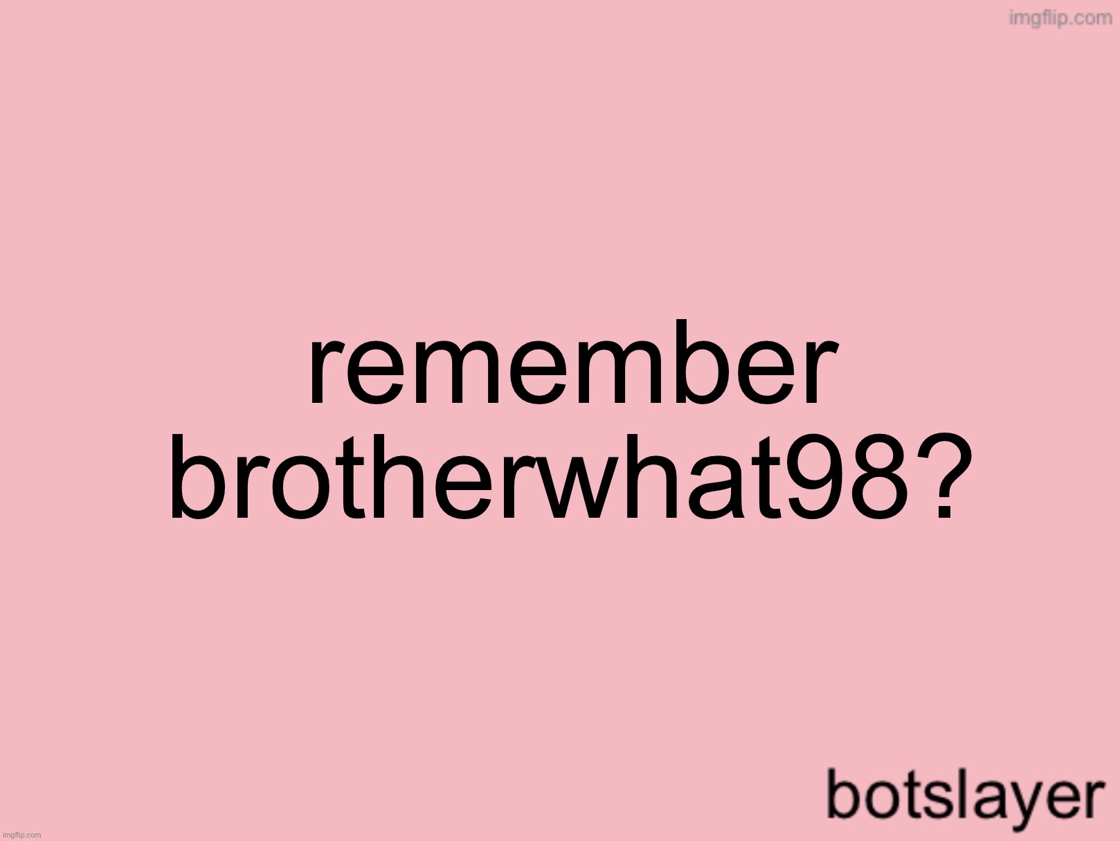 i hope he doesn’t have any alts | remember brotherwhat98? | image tagged in botslayer announcement temp v3 | made w/ Imgflip meme maker