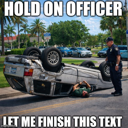 Hold On Officer Let Me Finish This Text | Hold on officer; Let me finish this text | image tagged in chrisjoines1 | made w/ Imgflip meme maker