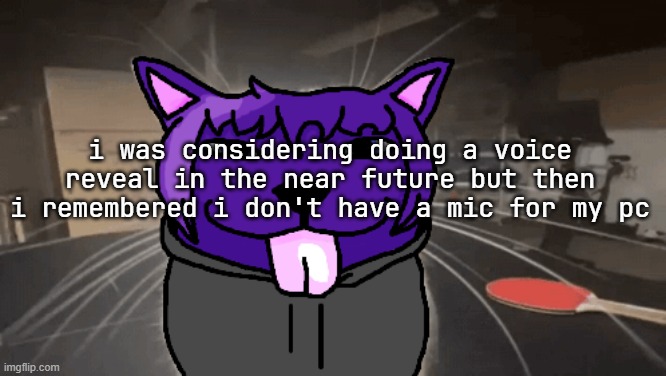 tge silly | i was considering doing a voice reveal in the near future but then i remembered i don't have a mic for my pc | image tagged in tge silly | made w/ Imgflip meme maker