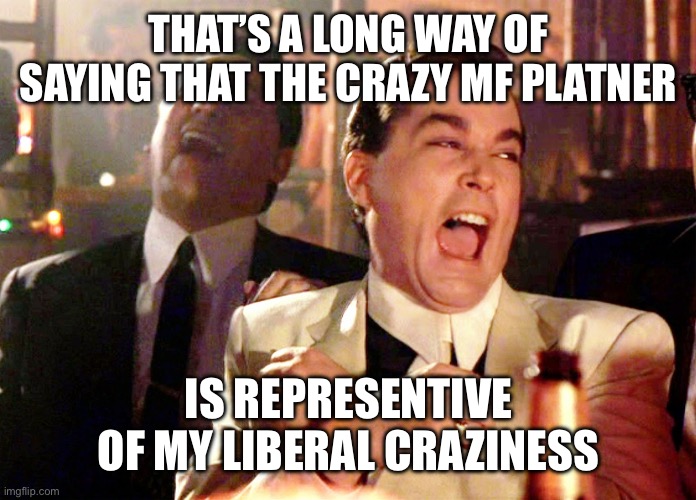 Good Fellas Hilarious Meme | That’s a long way of saying that the crazy MF platner Is representive of my liberal craziness | image tagged in memes,good fellas hilarious | made w/ Imgflip meme maker