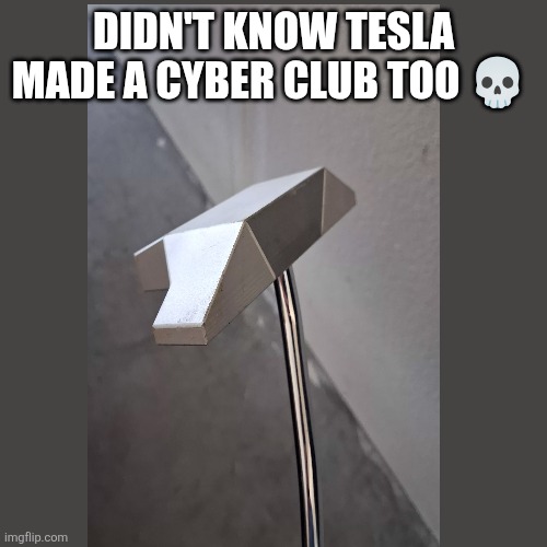 Cybertruck ahh golf club | Didn't know tesla made a cyber club too 💀 | image tagged in golf,cybertruck | made w/ Imgflip meme maker