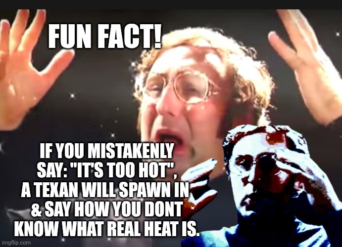 Ew, texas | Fun fact! If you mistakenly say: "it's too hot", a texan will spawn in 
& say how you dont know what real heat is. | image tagged in screenshot_20260614_144127_chrome jpg | made w/ Imgflip meme maker