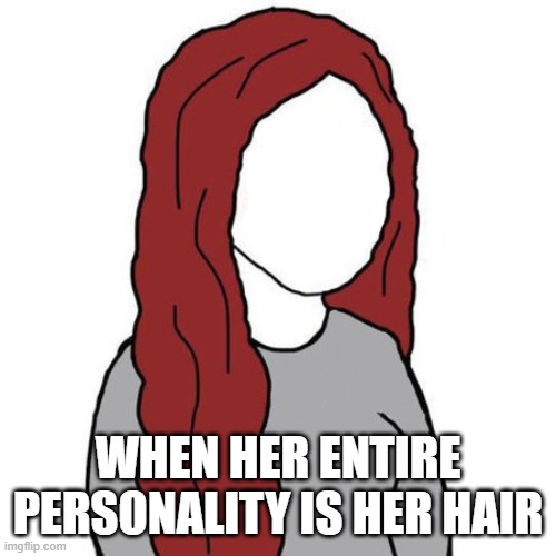 Wifejak | when her entire personality is her hair | image tagged in wifejak | made w/ Imgflip meme maker
