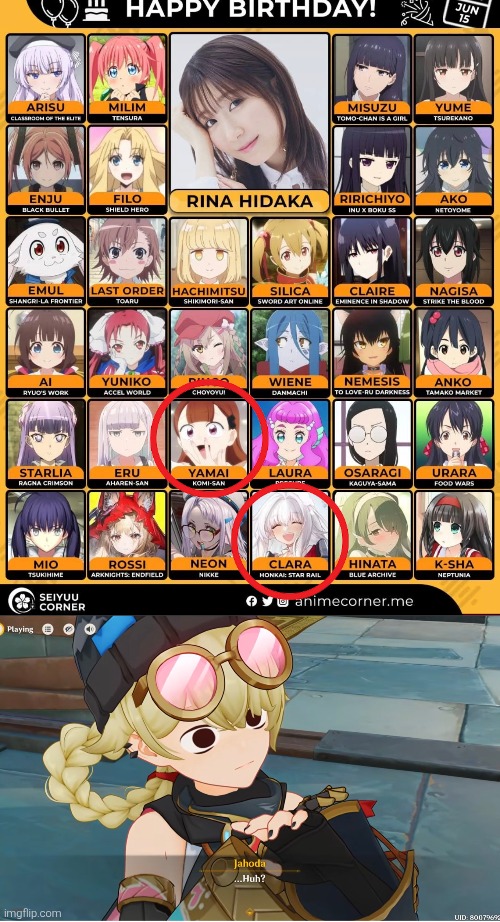 I love Clara, but seeing her with Yamai is... scary. | image tagged in same voice actor,honkai star rail,komi can't communicate | made w/ Imgflip meme maker