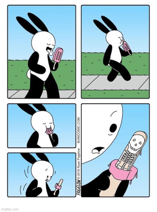 Buni Comics | image tagged in comics,buni comics,ice cream,enjoyment,ice cream stick,skeleton | made w/ Imgflip meme maker