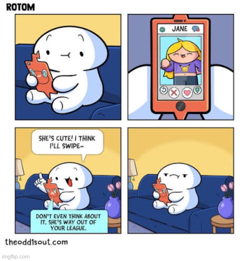 The Odd 1s Out | image tagged in comics,the odd 1s out,rotom,pokemon,shes cute,out of your league | made w/ Imgflip meme maker