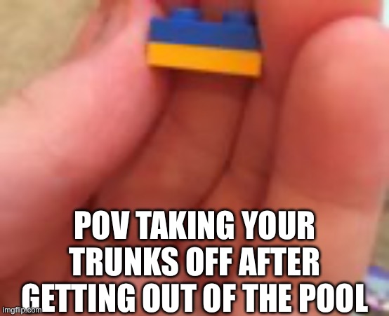 Guys will understand | POV taking your trunks off after getting out of the pool | image tagged in img_2643 jpeg,lego,pool,guys | made w/ Imgflip meme maker