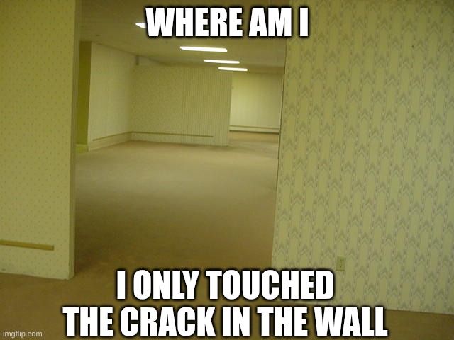 backrooms | where am i; I only touched the crack in the wall | image tagged in the backrooms | made w/ Imgflip meme maker
