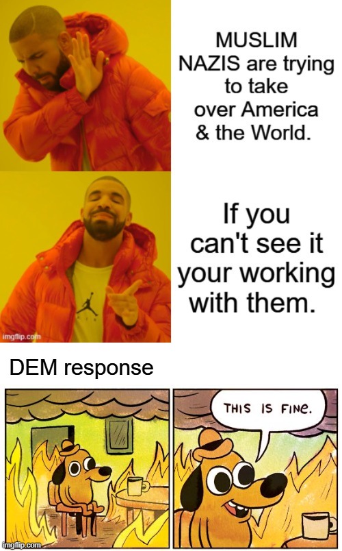 The whole world sees it now MSM & Dem party are running covering for them | DEM response | image tagged in memes,this is fine | made w/ Imgflip meme maker