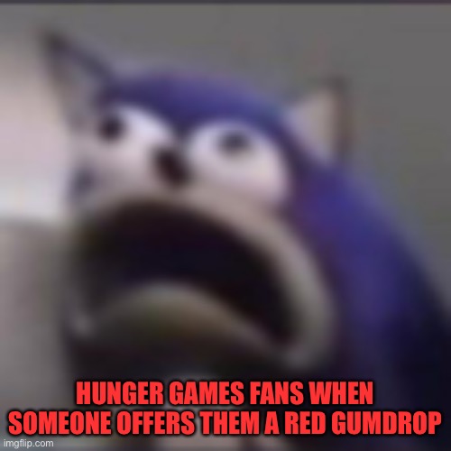 Sunrise on the Reaping | Hunger games fans when someone offers them a red gumdrop | image tagged in distress,sunrise,hunger games,the hunger games,katniss everdeen | made w/ Imgflip meme maker