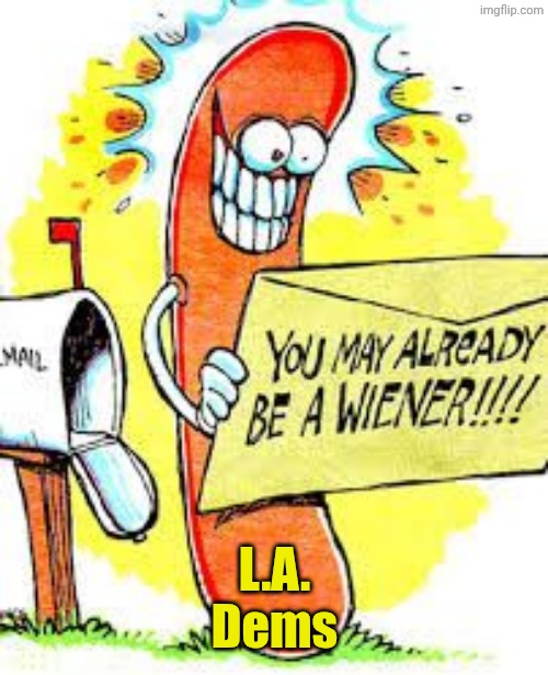 L.A.
Dems | image tagged in you're already a weiner | made w/ Imgflip meme maker