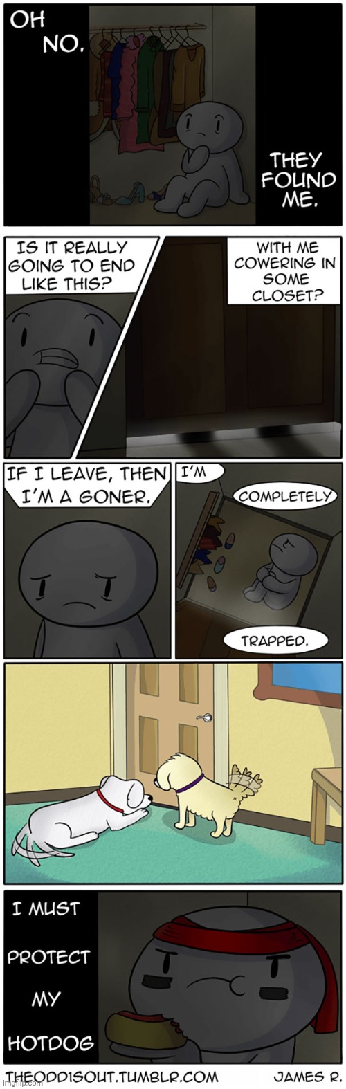 Trapped | image tagged in dogs,dog,hot dog,theodd1sout,comics,closet | made w/ Imgflip meme maker