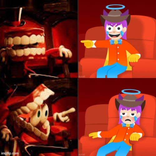 Same meme, different person. | image tagged in emojini laughing then bored,caine bored then laughing | made w/ Imgflip meme maker