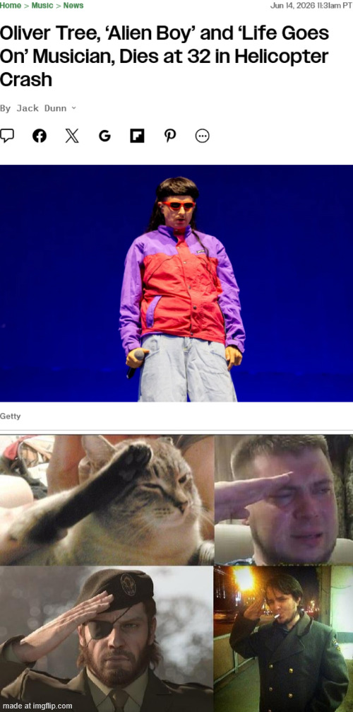RIP Oliver Tree | image tagged in ozon's salute,rip,oliver tree,rest in peace,press f to pay respects | made w/ Imgflip meme maker