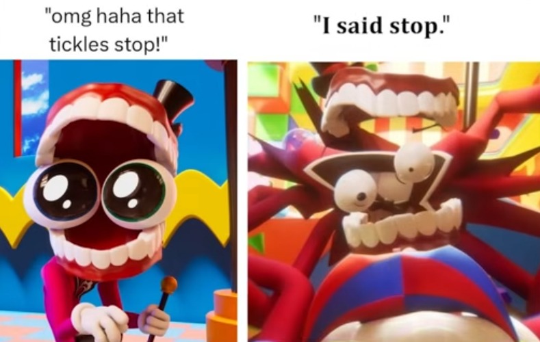 Don't make Cain crash out... | image tagged in the amazing digital circus,tickle,stop,memes | made w/ Imgflip meme maker