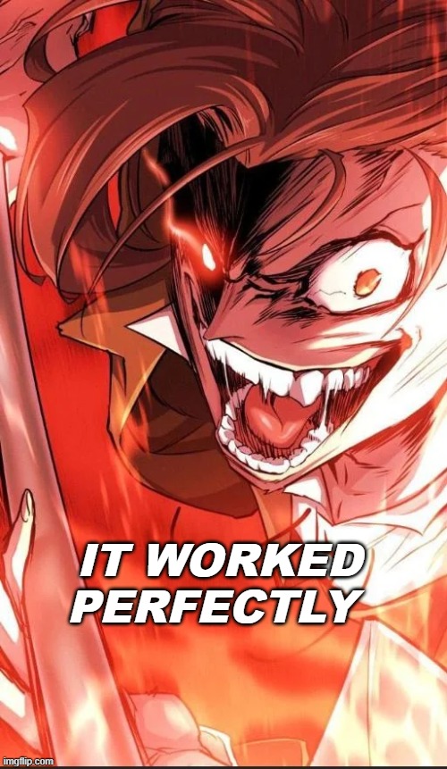 IT WORKED PERFECTLY | image tagged in funny | made w/ Imgflip meme maker