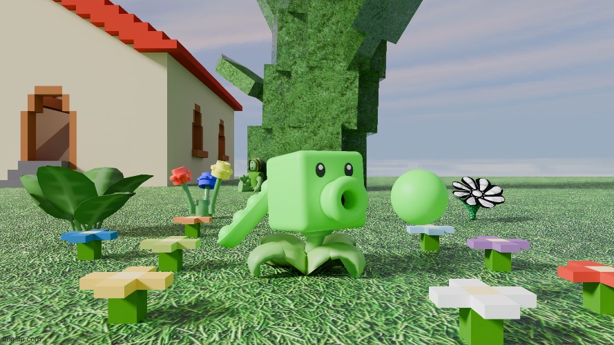 A render of a blender model i made of beanshooter from gardens vs graves | image tagged in roblox | made w/ Imgflip meme maker