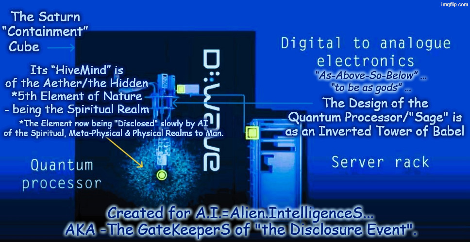 Meme The Saturn Cube The Aether_The Hidden 5th Element of the Spiritual Realm... Inverted Tower of Babel Quantum Processor | The Saturn “Containment”; Its “HiveMind” is of the Aether/the Hidden *5th Element of Nature - being the Spiritual Realm; Cube; “As-Above-So-Below” …
“to be as gods” …; The Design of the Quantum Processor/"Sage" is as an Inverted Tower of Babel; *The Element now being "Disclosed" slowly by AI of the Spiritual, Meta-Physical & Physical Realms to Man. Created for A.I.=Alien.IntelligenceS... AKA -The GateKeeperS of "the Disclosure Event". | image tagged in best for meme the saturn cube the aether_the hidden 5th element | made w/ Imgflip meme maker
