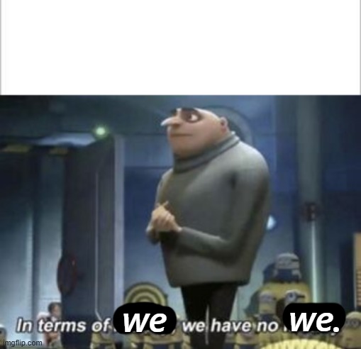 In terms of X we have no X | we we. | image tagged in in terms of x we have no x | made w/ Imgflip meme maker