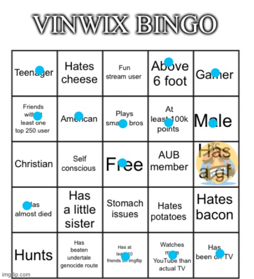 VinWix bingo | image tagged in vinwix bingo | made w/ Imgflip meme maker