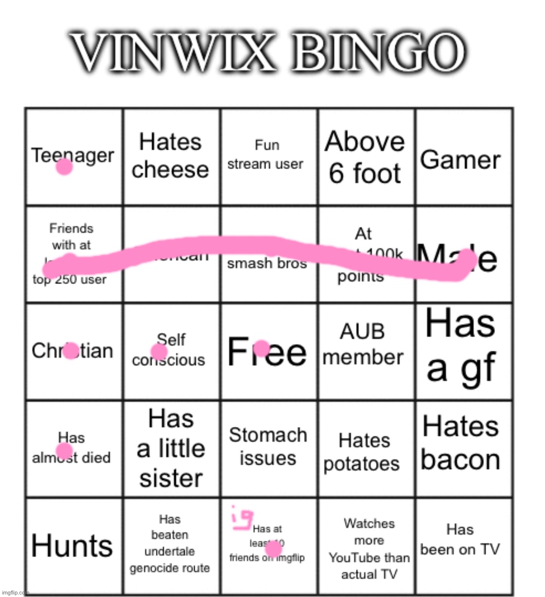 VinWix bingo | image tagged in vinwix bingo,msmg | made w/ Imgflip meme maker