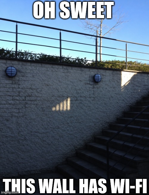 Oh Sweet This Wall Has Wi-Fi | Oh sweet; This wall has wi-fi | image tagged in chrisjoines1 | made w/ Imgflip meme maker