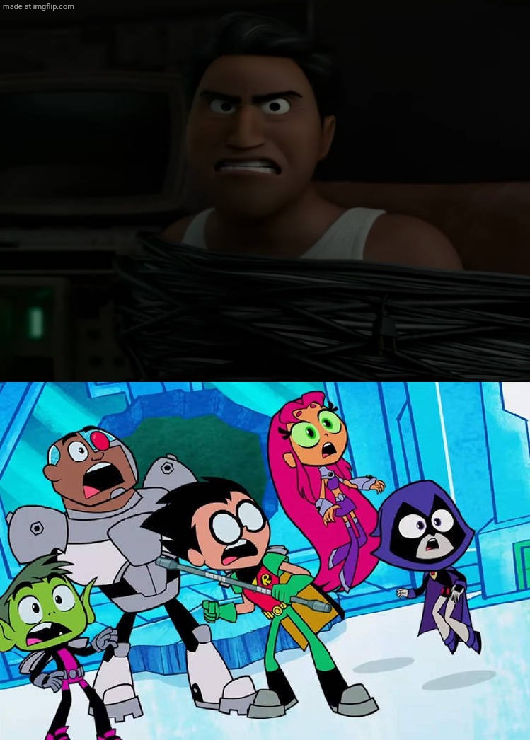 Teen Titans (TTG) is scared of Mayor Jerry | image tagged in teen titans ttg is scared of who,deviantart,teen titans go,hoppers,disney,pixar | made w/ Imgflip meme maker