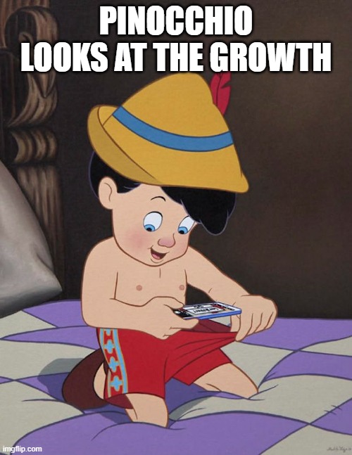 That's Not Your Nose | PInocchio looks at the growth | image tagged in pinocchio | made w/ Imgflip meme maker