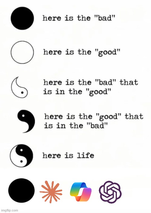 AI sucks | image tagged in yin yang,ai slop | made w/ Imgflip meme maker