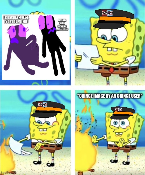LaxFromDWTDFan Is Cringe af | "Cringe image By an Cringe User" | image tagged in spongebob burning paper,imgflip users | made w/ Imgflip meme maker