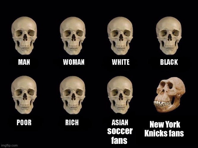 Mostly peaceful celebration. | New York Knicks fans; soccer
fans | image tagged in empty skulls of truth,politics lol,memes | made w/ Imgflip meme maker