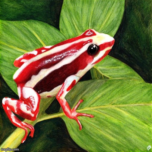 "frogs look colorful to mean poison" my ass this guy is strawberry yogurt | made w/ Imgflip meme maker